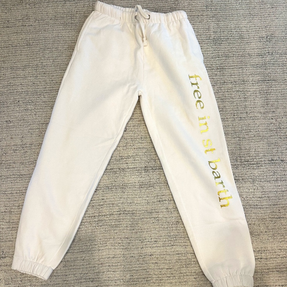 Free in St Barth Abby Sweatpants Size Large Sand with Gold Foil